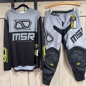 MSR Genuine Racewear Set in Black & Gray with Neon Accents NWT XL Top Sz 36 pant
